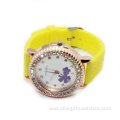 fashion ladies rose gold diamond watch